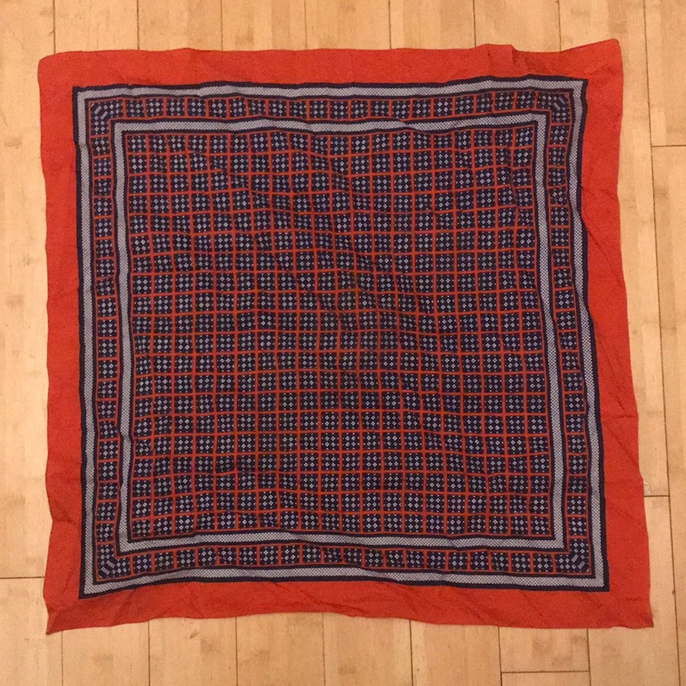 Red and Blue Patterned Scarf